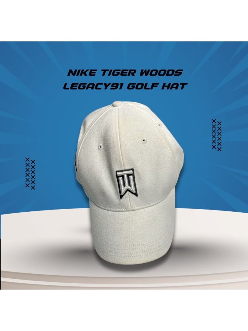 Nike Tiger Woods Legacy91 Golf Hat L/XL White Adjustable Fit